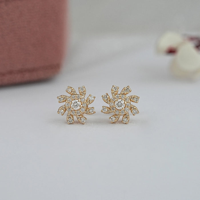 Floral Shape  Lab Diamond Stud