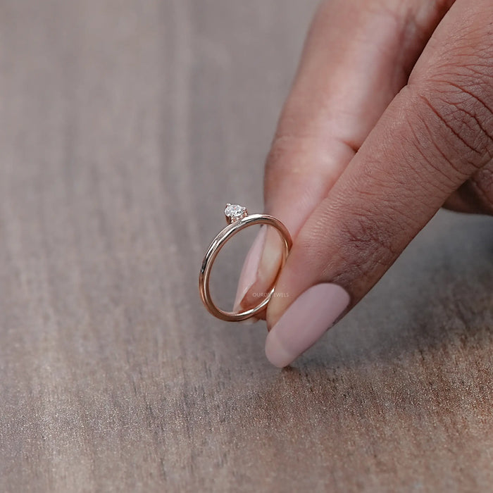 Round Lab Diamond  Solitaire Engagement  Ring