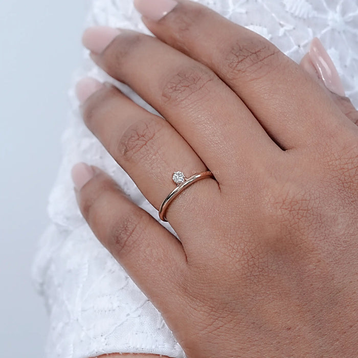 Round Lab Diamond  Solitaire Engagement  Ring