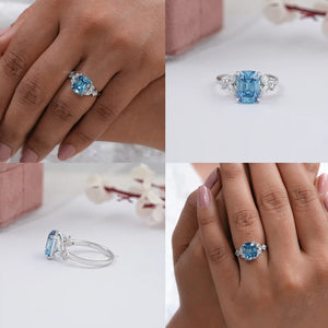 old mine cushion cut blue diamond ring 