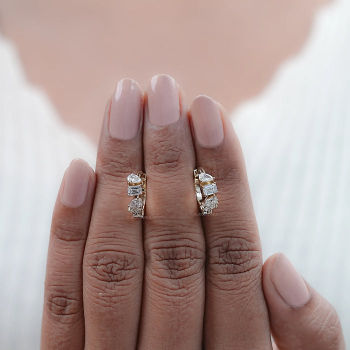 Multi Shape Lab Diamond Hoops Earrings