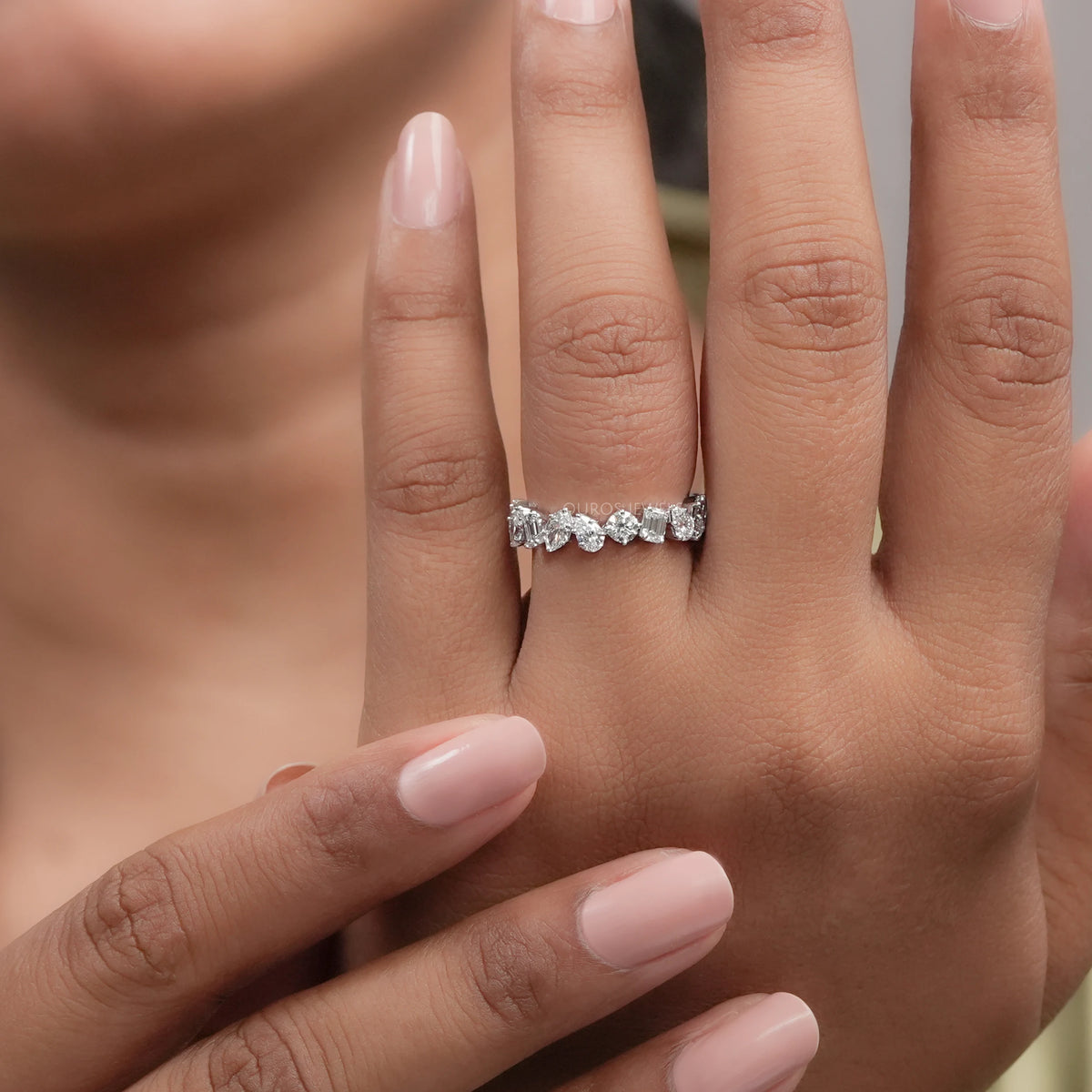 Mixed Shape Diamond Wedding Band Ouros Jewels