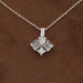 front view of multi shape diamond half bezel set pendant necklace