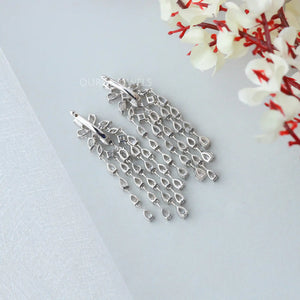 diamond tassel chandelier earrings