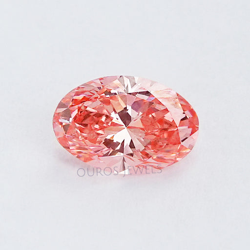 front view of 0.6 carat pink oval lab grown diamond loose