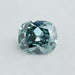 front view of vivid bluish green cushion cut lab grown diamond