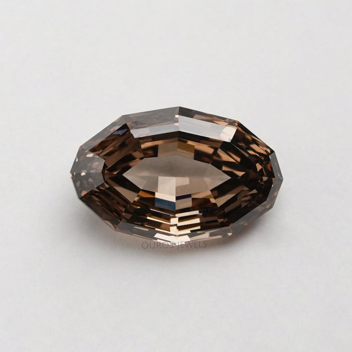 front view of 5.25 carat step cut oval shape lab grown diamond loose