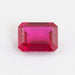 front view of emerald shape light red ruby gemstone