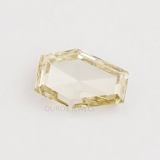 front view of calf head cut yellow lab grown diamond loose