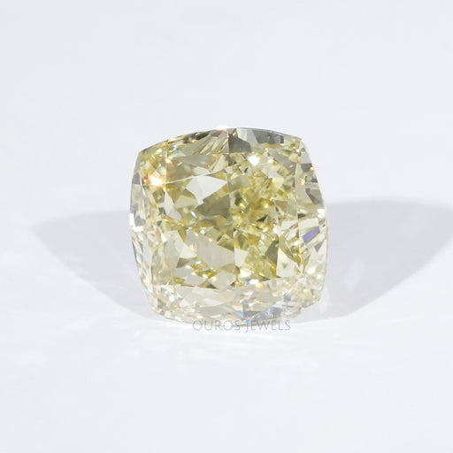 front view of igi certified yellow modified cushion cut lab grown diamond 