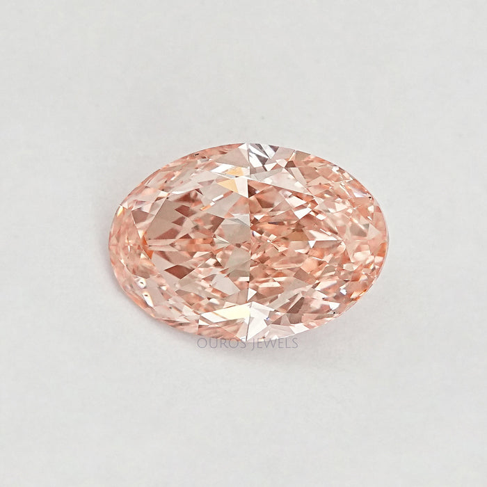 front view pink brilliant oval cut lab grown diamond