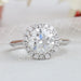 front view of old european round cut diamond halo solitaire engagement ring