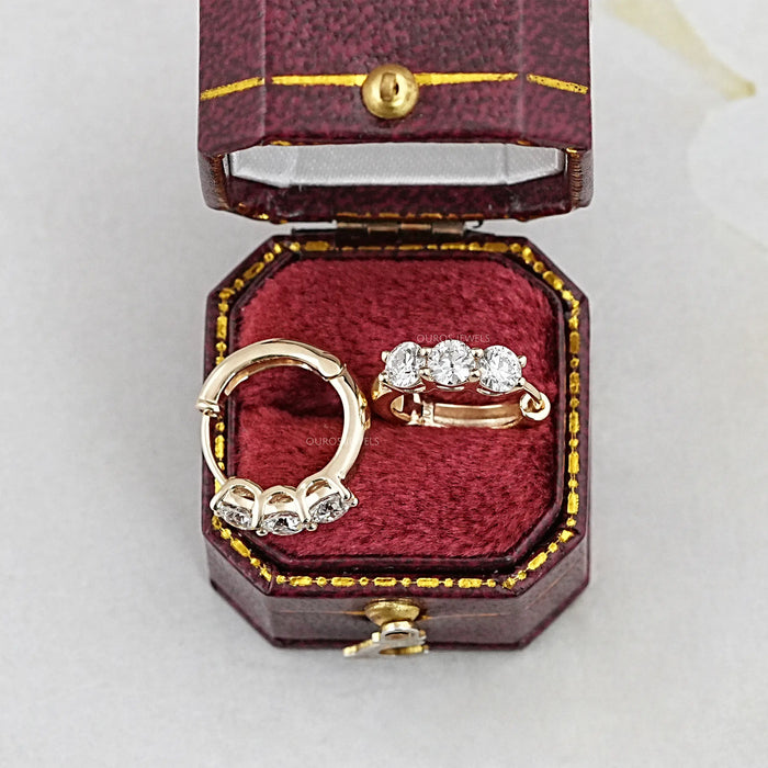 Old European Cut Round Diamond Hoop Earrings For Her