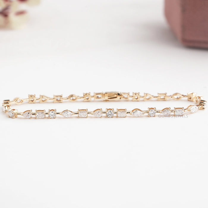 Multi Shape Lab  Diamonds East West Setting Bracelet
