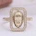 front view of scarab shape round cut diamond halo yellow gold men's wedding ring
