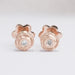 back view round cut diamond blushing rose baby earrings push back with diamond