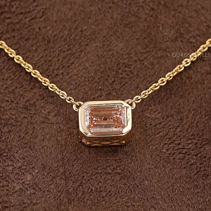 Bezel Set Pink Emerald Solitaire Pendant