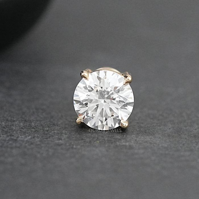 Round Cut Solitaire Stud Earrings For Men