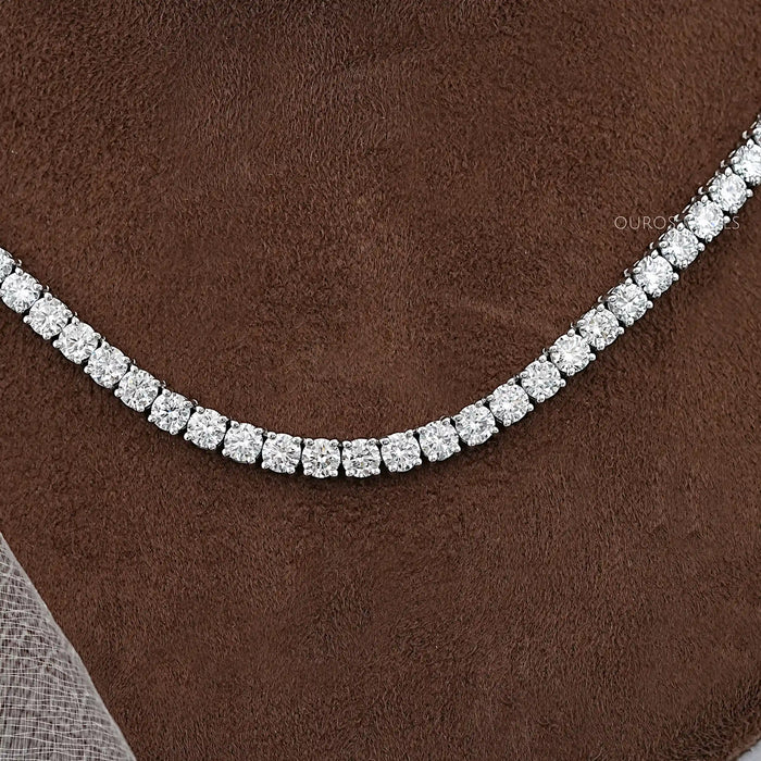 Round Cut Lab Diamond Tennis Necklace - 4.50 MM