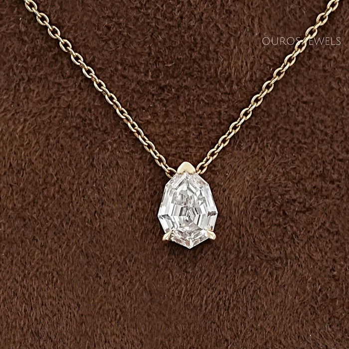 Step Cut Pear Lab Diamond Solitaire Pendant