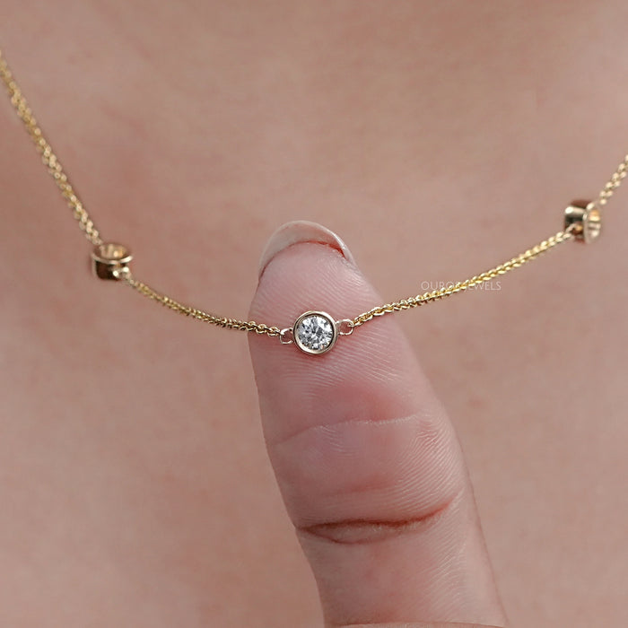 Round Lab Diamond By Yard Necklace