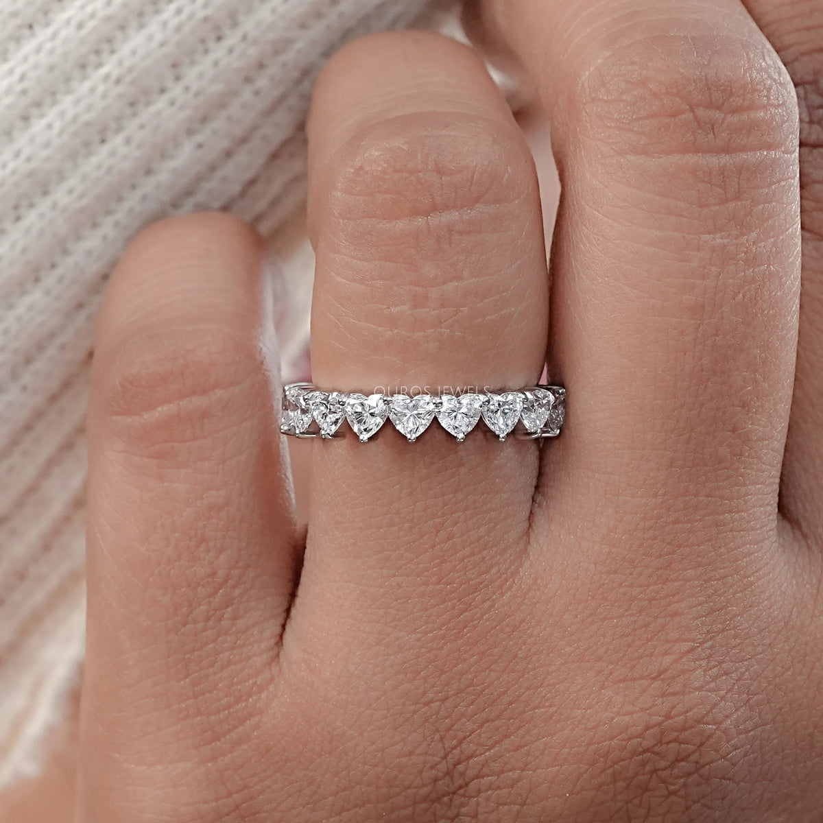 Heart Cut Diamond Heart Eternity Band Ring Heart Shaped Wedding
