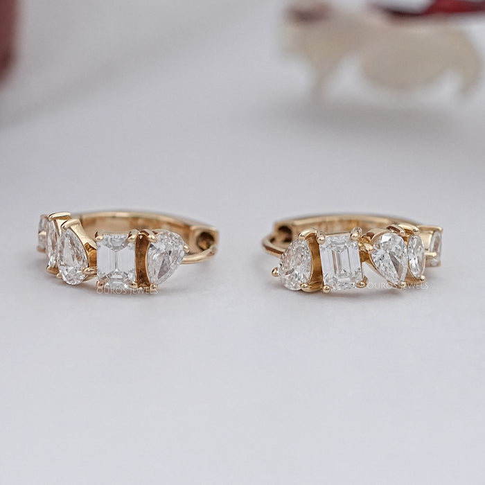 Multi Shape Lab Diamond Hoops Earrings