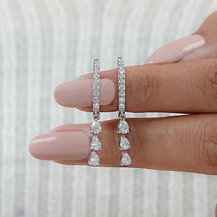 Pear Cut Lab Diamond Drop And Dangle Earrings