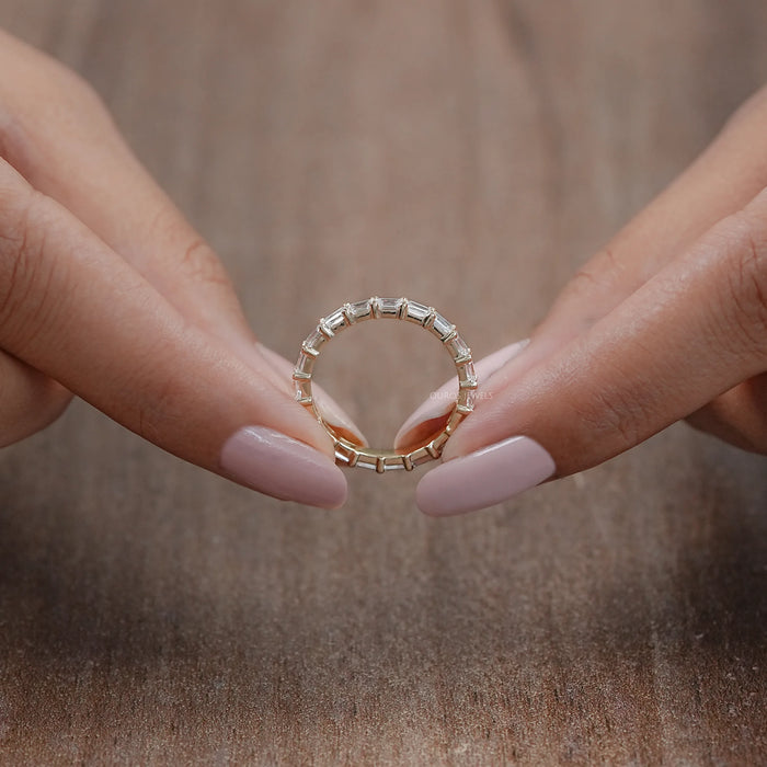 East West Emerald Lab Diamond Eternity Band