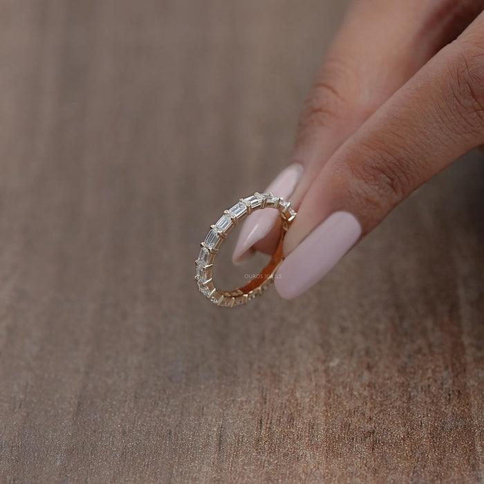 East West Emerald Lab Diamond Eternity Band