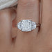 cushion cut lab diamond three stone engagement rings's front view