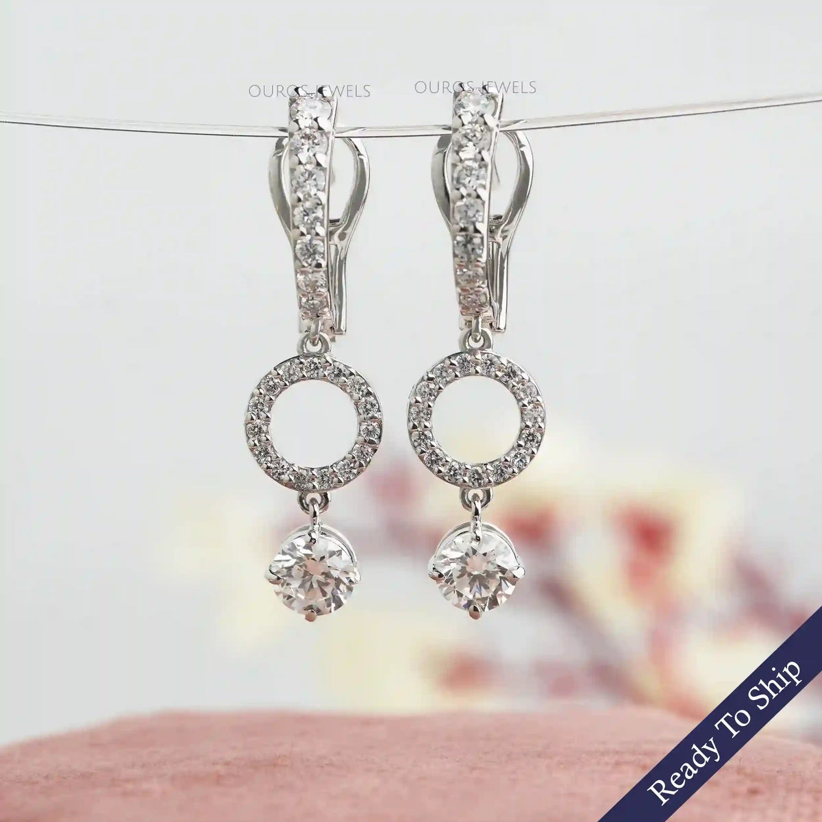 Leverback diamond hot sale drop earrings