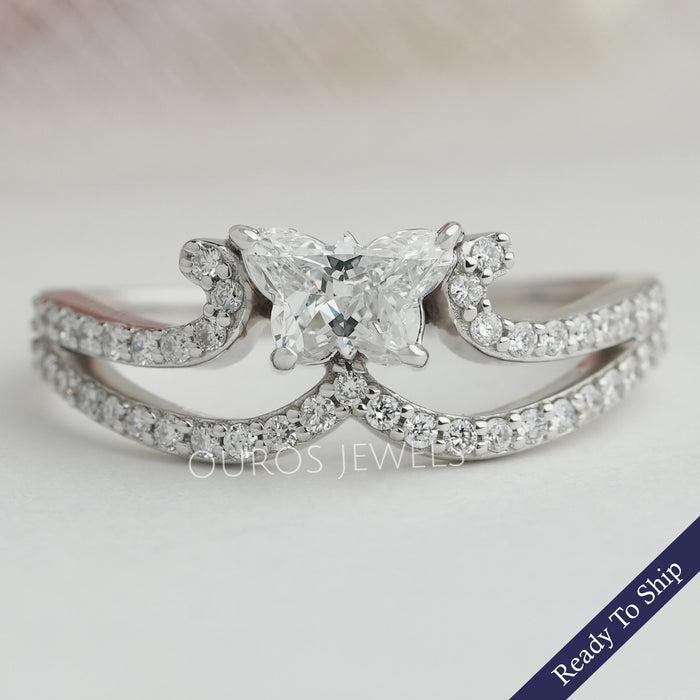 Butterfly Diamond Crown Style Dainty Ring
