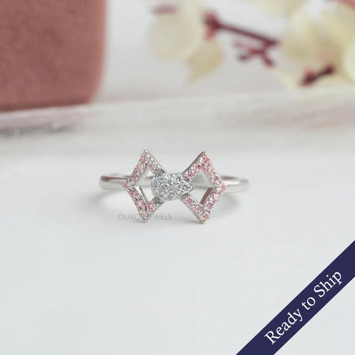 Round Cut Classic Bow Shape Diamond Ring]-[Ouros Jewels]