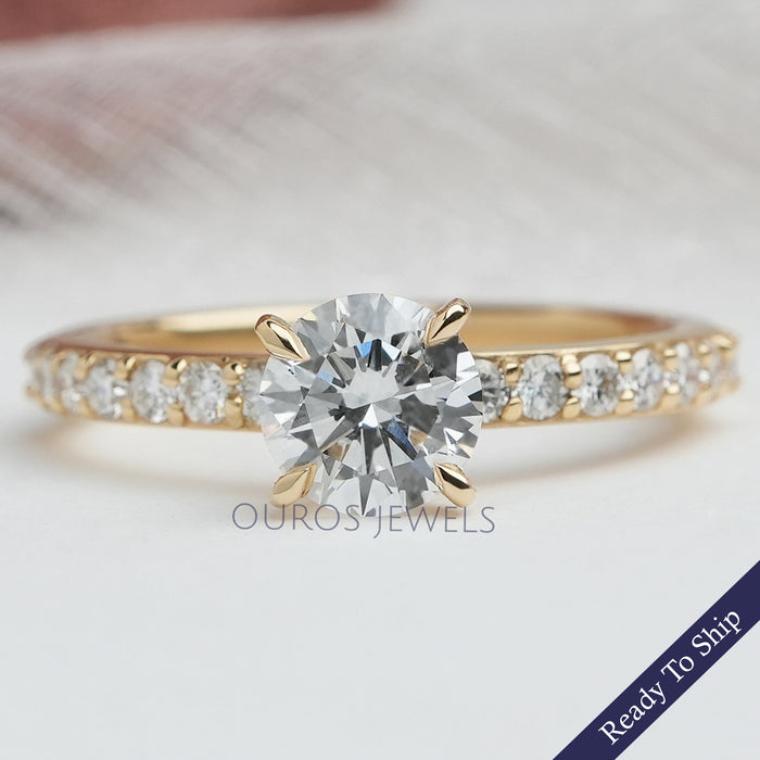 Round Cut  Lab Grown Diamond  Solitaire Accent  Ring
