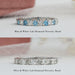 Blue and Olive Round Cut Diamond Eternity Bands: The top band features alternating blue and white lab diamonds, while the bottom band showcases alternating olive and white lab diamonds.