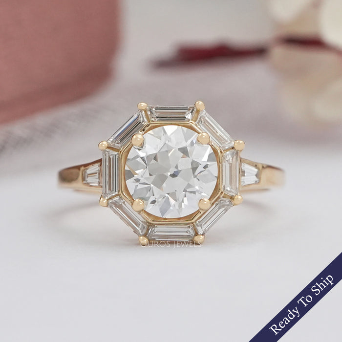 Old European Round Cut Lab Grown Diamond Halo Ring