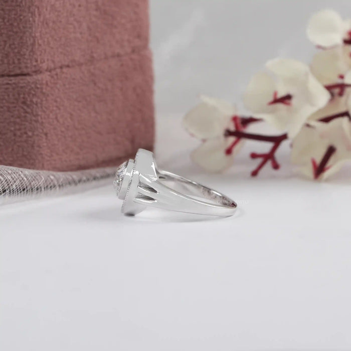 OEC Round Cut Lab Diamond Halo Engagement Ring