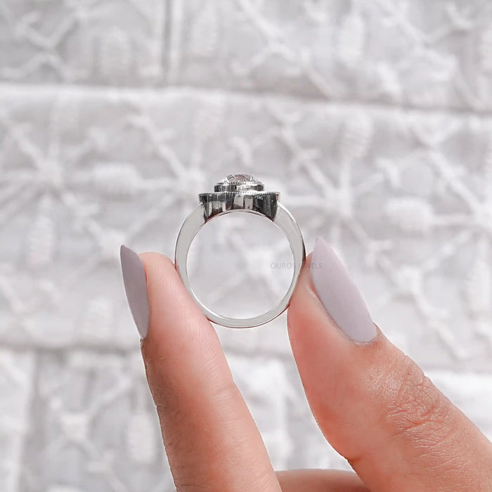 OEC Round Cut Lab Diamond Halo Engagement Ring