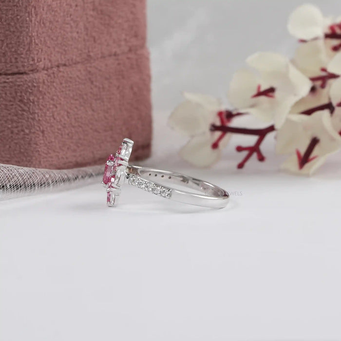Pink Pear And Heart Cut Lab Diamond Halo Ring