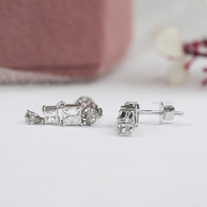 Olive Multi Shape Lab Diamond Drop Earrings