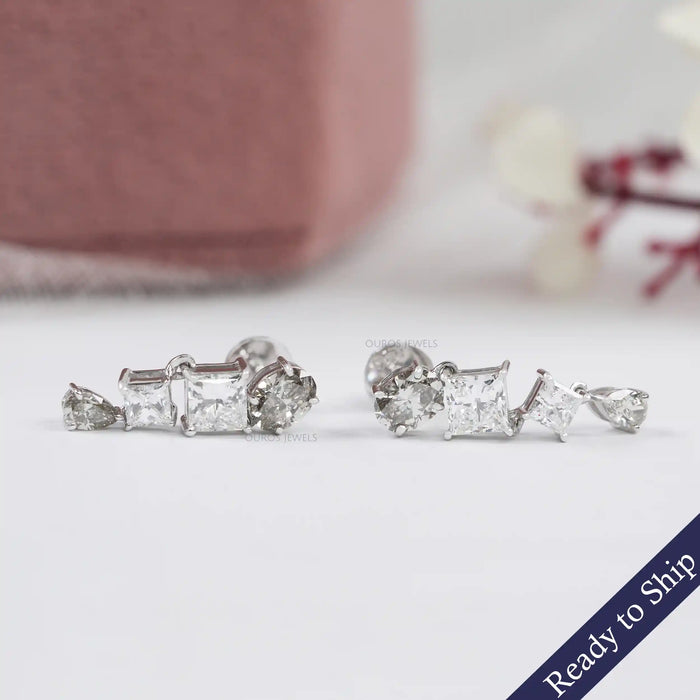 Olive Multi Shape Lab Diamond Drop Earrings