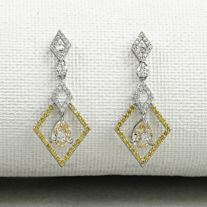 Kite Shape Pear Diamond Dangle Earrings