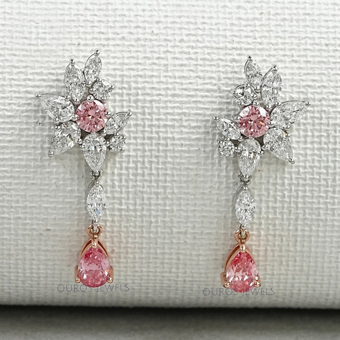 Multi Shape Lab Diamond Cluster Earrings