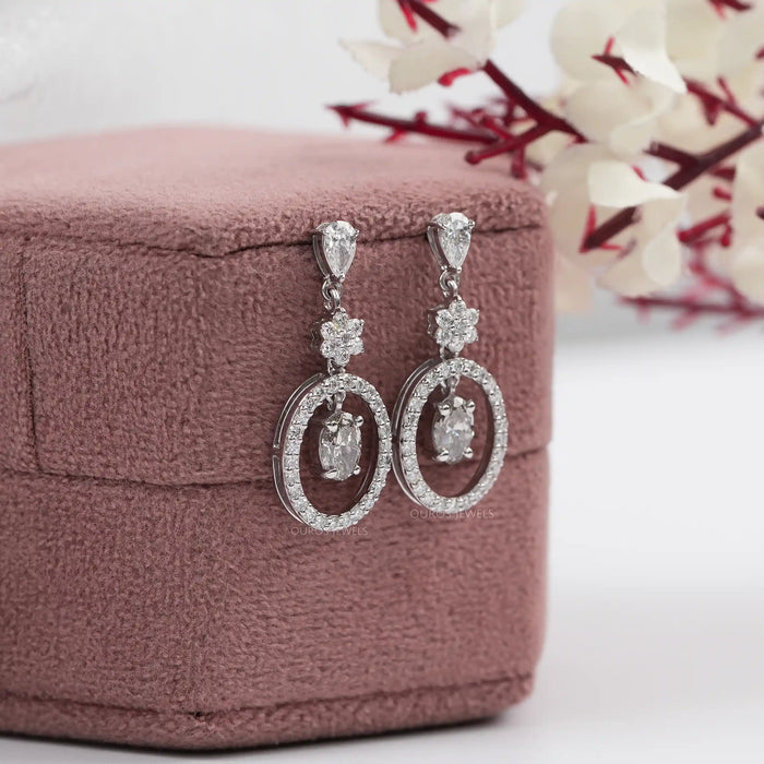 Olive Oval Lab Diamond Drop Earrings