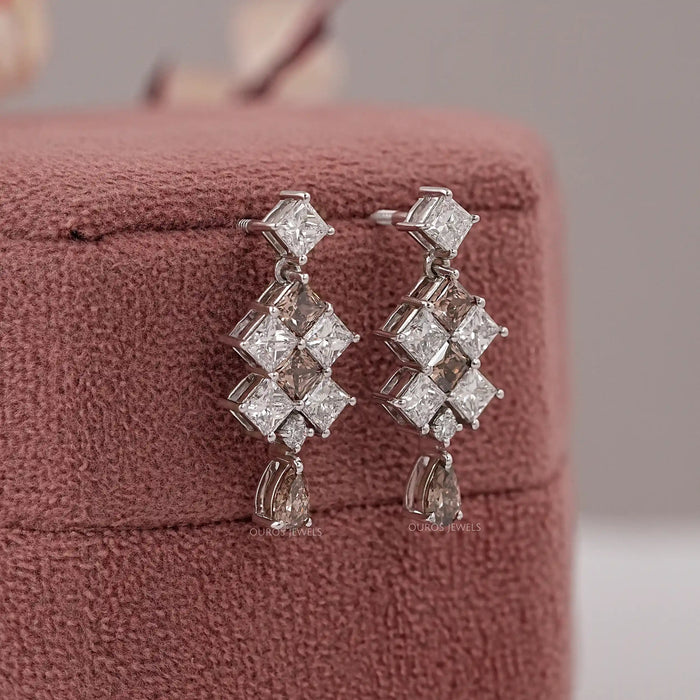 Brown Princess Lab Diamond Drop Earrings