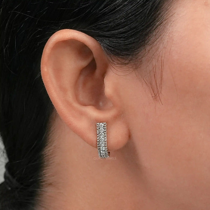 Brown Round Lab Diamond Bar Earrings
