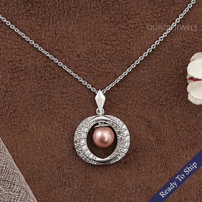 Pearl And Diamond Halo Pendant