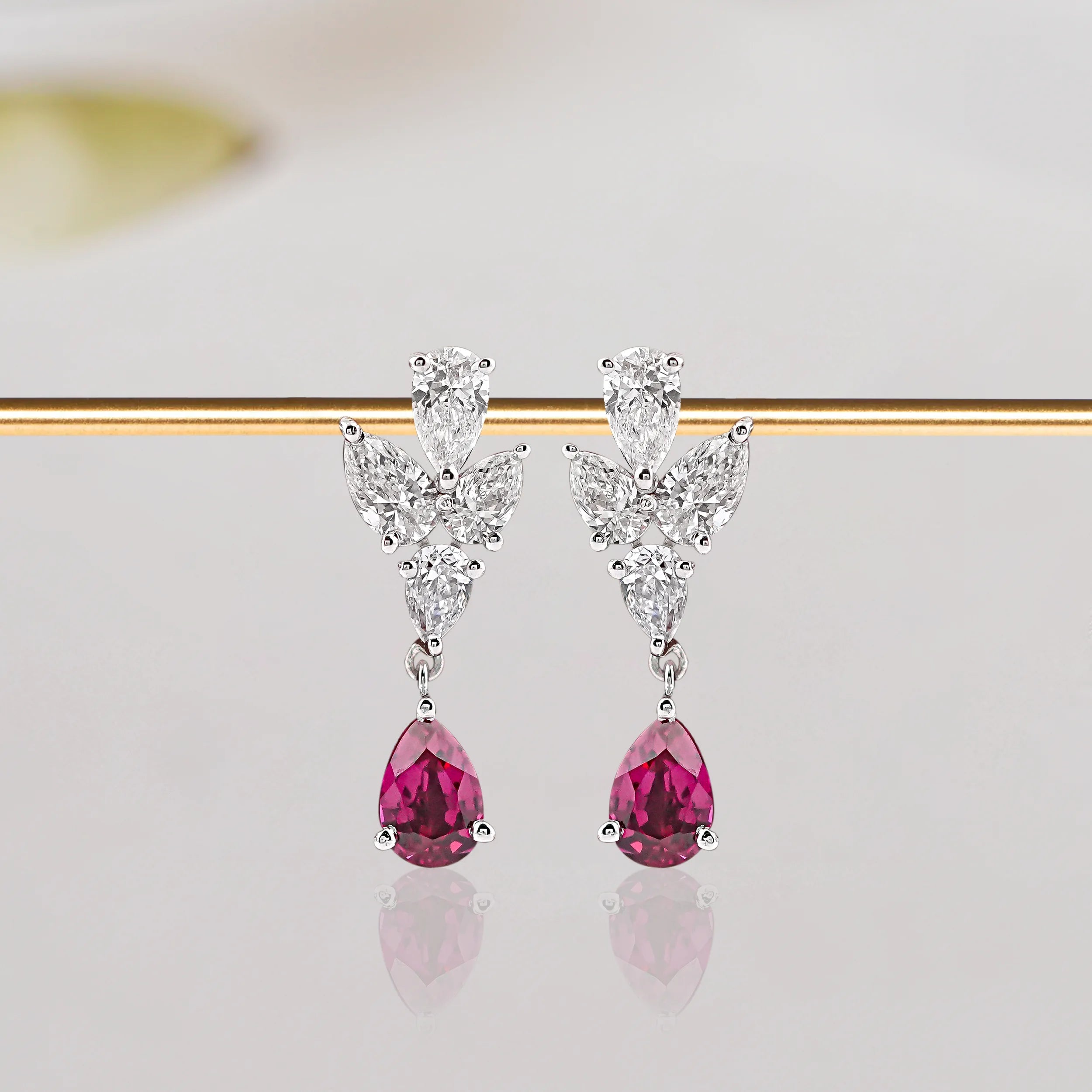 Ruby Pear Drop Earrings