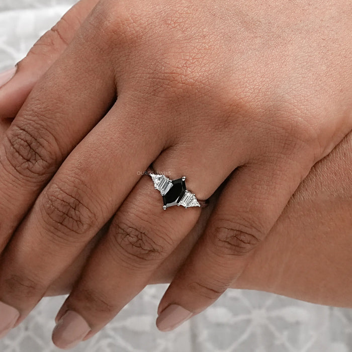 Black Dutch Marquise Cut Accent Anniversary Ring